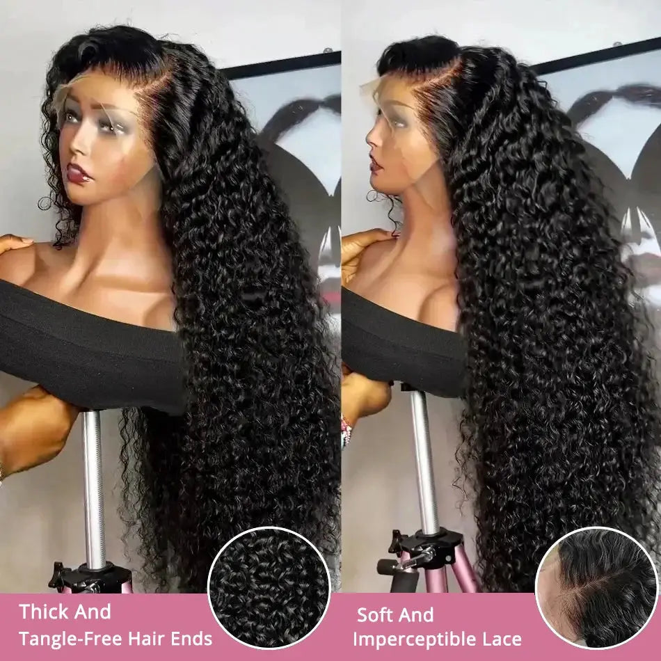 40 50 Inch HD 13x6 Deep Wave Lace Frontal Wigs Brazilian 13x4 Water Wave Curly Lace Front Human Hair Wigs For Women 300 Density NovaCart