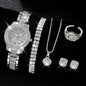 6PCS Women Watch Luxury Elegant Alloy Watch Crystal Wristwatch For Ladies Gift Quartz Watch Alloy Rhinestone Bracelet Montre NovaCart
