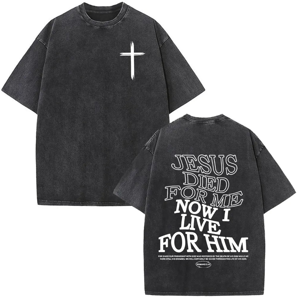 Christian Jesus Faith Over Fear Bible Verse Washed T-shirts Men Women Fashion Vintage Oversized T Shirts Harajuku Cotton T-shirt NovaCart