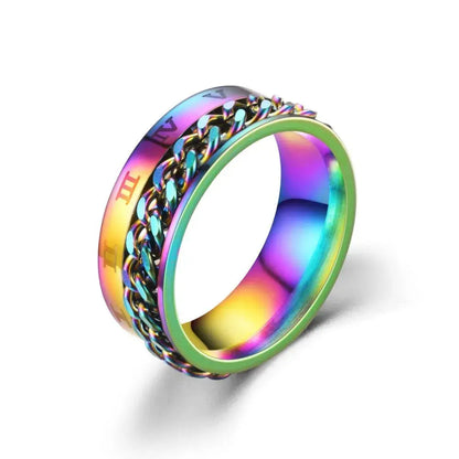 Spinning Anxiety Rings Free Shipping Items For Men Titanium Steel Rotatable Chain Fidget Joint Ring Jewelry Anillos De Hombres NovaCart