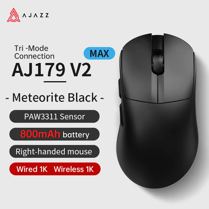 AJAZZ AJ179 PRO PAW3395 Lightweight Wired Wireless Mouse with Magnetic Charging Base Ergonomic Macro Gaming Mouse for PC Laptop Pi-Mart
