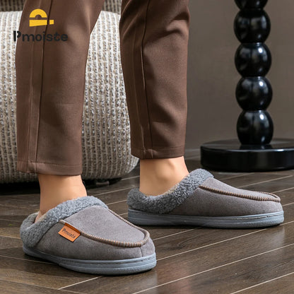 House Suede Slippers for Men TPR Sole Non Slip Durable Soft Warm Memory Foam Cushion Comfortable Living Room Shoes NovaCart