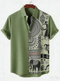 Men's New Linen Ethnic Tribal Style 3D Printed Shirt Hawaiian Tropical Breathable Comfortable Short-sleeved Lapel Clothes Men'S NovaCart