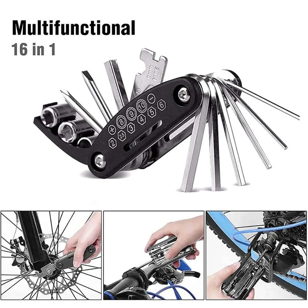 16 in 1 Portable Bicycle Repair Tools Kit Hex Wrench Nut Tire Screwdriver Motorcycle Bicycle Repair Tools Pi-Mart
