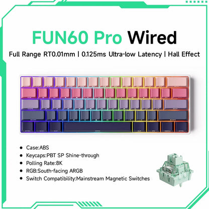Akko MonsGeek FUN60 Mechanical Keyboard Magnetic Switch 60% Gaming Keyboards Rapid Trigger 0.01mm 8K ARGB HE/TMR Custom Keyboard Pi-Mart