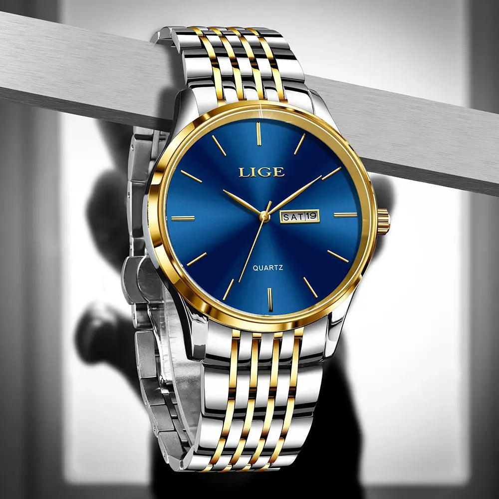 2025 LIGE Men Business Watches Top Brand Luxury Man Wristwatch Waterproof Luminous Date Week Quartz Men's Watch High Quality+Box NovaCart
