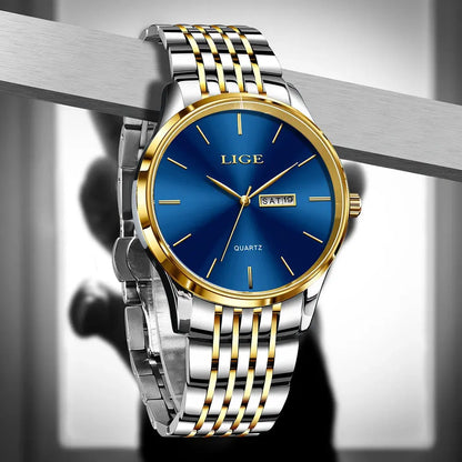 2025 LIGE Men Business Watches Top Brand Luxury Man Wristwatch Waterproof Luminous Date Week Quartz Men's Watch High Quality+Box NovaCart