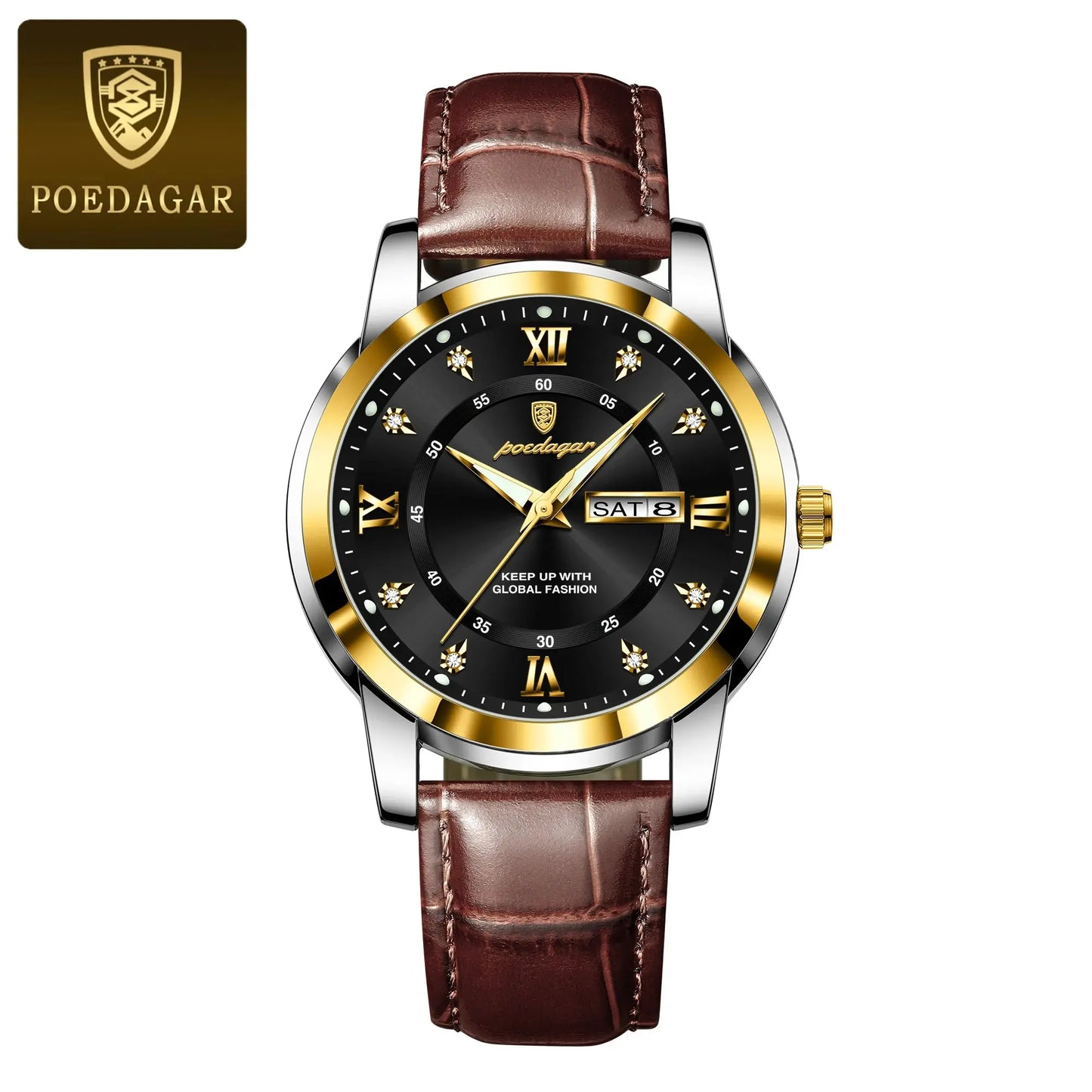 POEDAGAR Luxury Business Male Wristwatch Waterproof Luminous Leather Man Watch Date Week Sport Casual Men's Quartz Watches reloj NovaCart