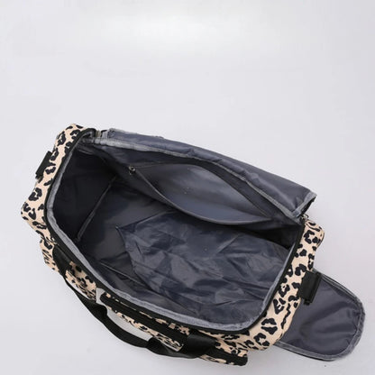 Classic Leopard Print Large Capacity Leisure Luggage Bag with Multiple Pockets and Shoe Compartment Sports Fitness Travel Bag NovaCart