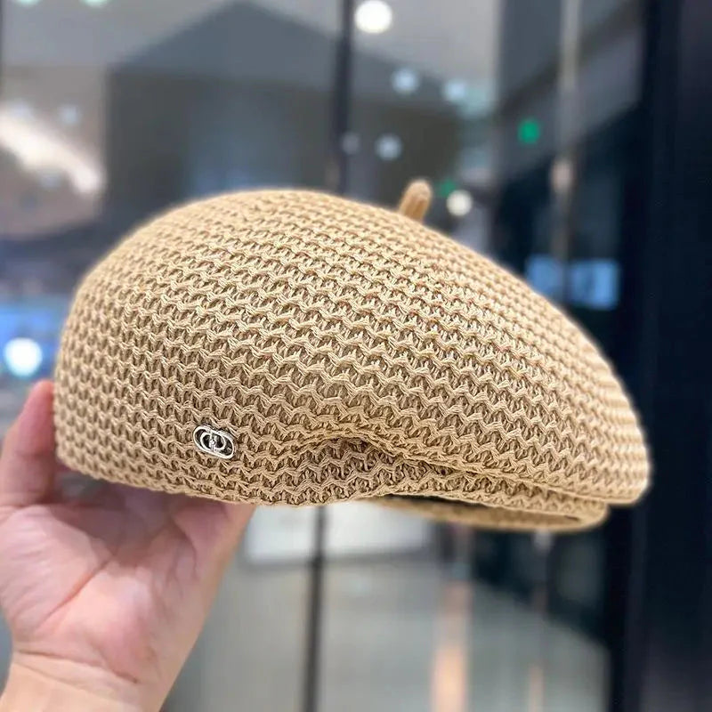 Women’s Pleated Paper Straw Beret FitiqueFit