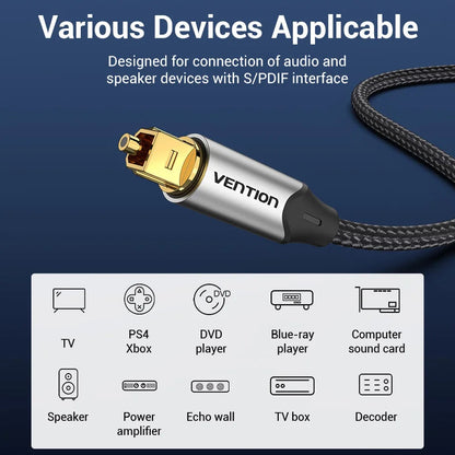 Vention Digital Optical Audio Cable Toslink SPDIF Coaxial Cable 1m 2m for Amplifiers Blu-ray Xbox 360 PS4 Soundbar Fiber Cable Pi-Mart
