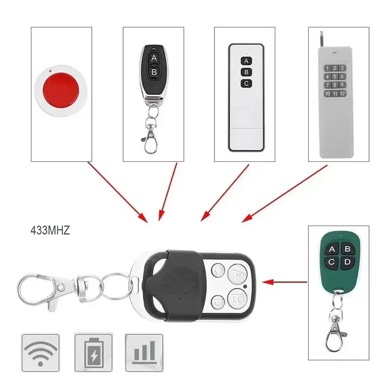 1/5/10PCS 4 Buttons 433MHZ Door Opener Remote Control Clone Fixed Learning Rolling Code Duplicator Garage Universal Garage Pi-Mart