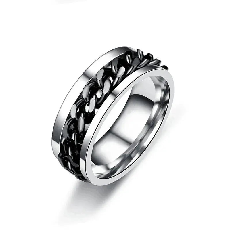 Spinning Anxiety Rings Free Shipping Items For Men Titanium Steel Rotatable Chain Fidget Joint Ring Jewelry Anillos De Hombres NovaCart