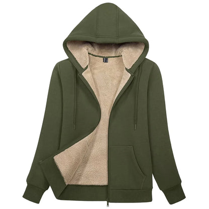 Sherpa-Lined Fleece Zip-Up Hoodie Jacket Women FitiqueFit
