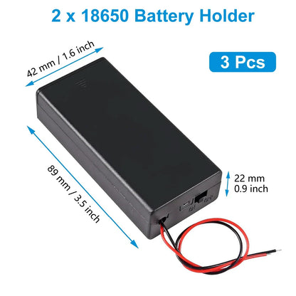 3pcs 18650 Battery Holder with Wire 3.7V,7.4V, 11.1V, 14.8V 18650 Battery Holder Box for Battery storage charging Pi-Mart