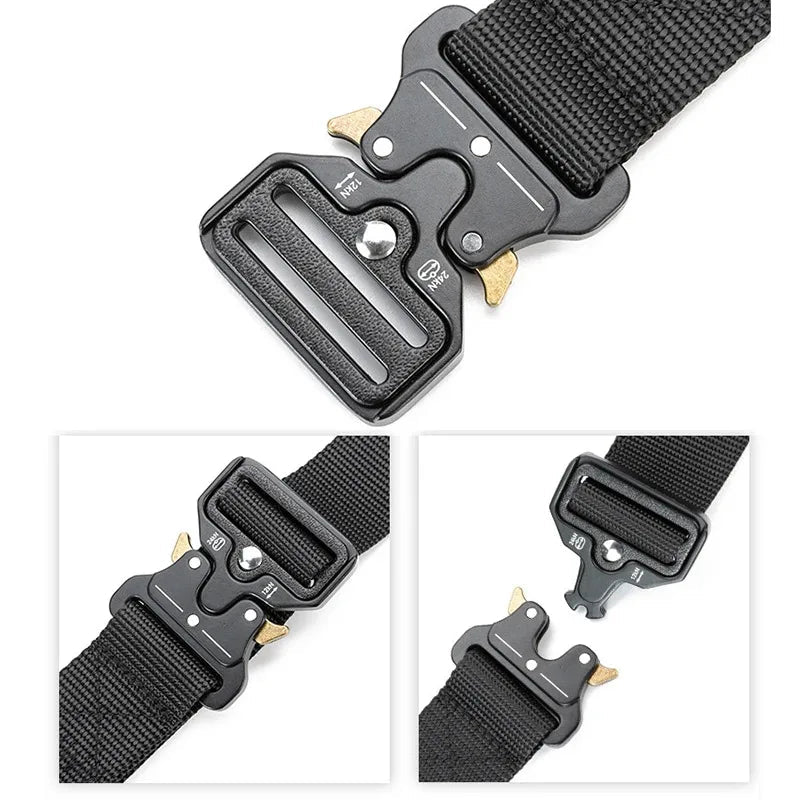 Tactical Quick Release Belt Military Style Nylon Waistband Durable Breathable Adjustable Outdoor Hiking Work Casual Belt for Men Pi-Mart