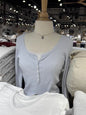 Six Buttons Ribbed Long Sleeve T-shirts Women Spring Round Neck Cotton Slim Tee Top Female Sweet Cute Pink Tshirt Y2k Tops New NovaCart