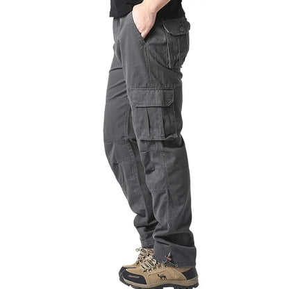 Large Pocket Loose Overalls Men's Outdoor Sports Jogging Tactical Pants Elastic Waist Pure Cotton Casual Work Pants NovaCart