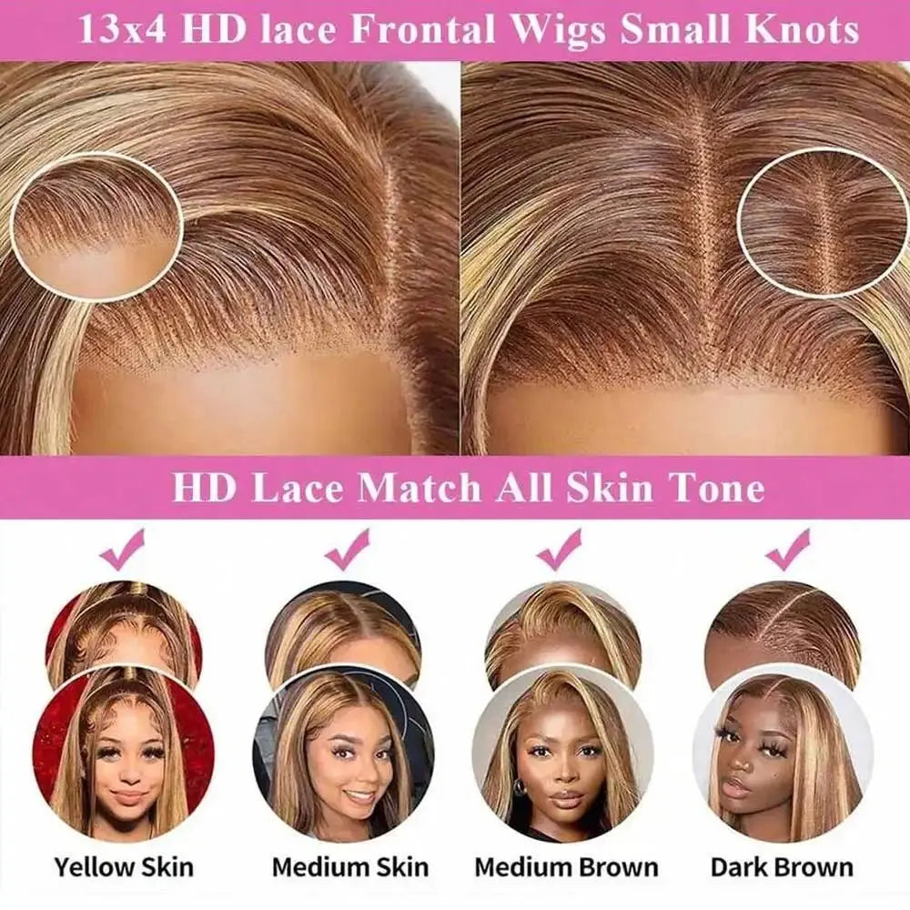 Highlight Wigs Colored Straight Lace Front Human Hair Wigs For Women Honey Blonde Straight 13x4 Hd Lace Frontal Wigs Human Hair NovaCart