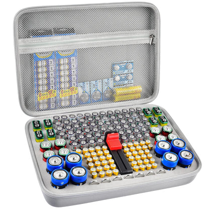 Battery Organizer Case With Tester Holds 150+ AA AAA 9V C D Lithium Button Batteries Hard Shell For Home Garage Batteries Pi-Mart