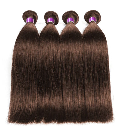 Chocolate Brown Bone Straight Human Hair Bundles with 4x4 Lace Closure Frontal Remy Brazilian Hair Weave Bundles with Closure HOL stores