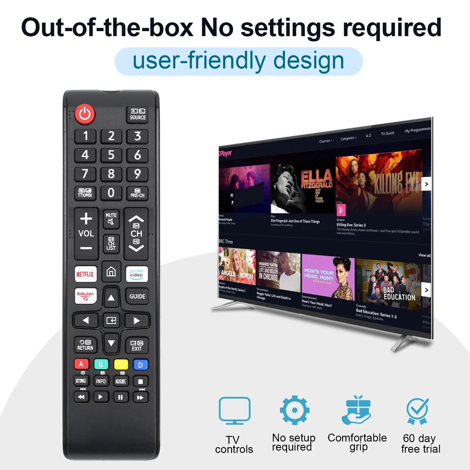 Universal Remote for All Samsung TV Remote BN59-01315J Replacement for All Samsung LCD LED HDTV 3D Smart TVs with Hulu Netflix P Pi-Mart