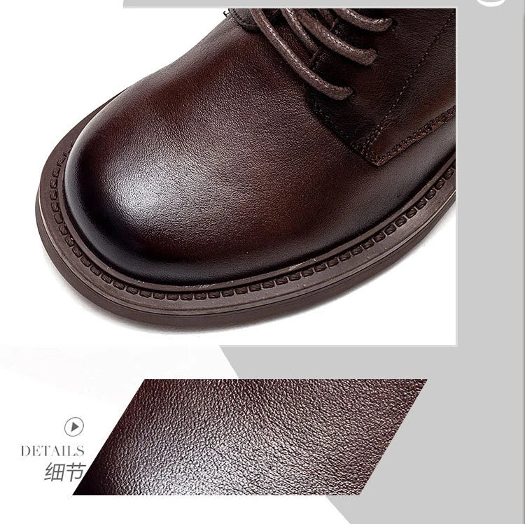 Birkuir Winter Plush Warm Boots Genuine Leather Women Snow Boots 6cm Thick Heel Shoes Handmade Side Zip Leisure Platform Boots NovaCart