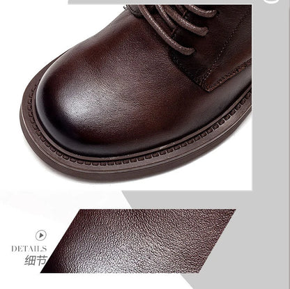 Birkuir Winter Plush Warm Boots Genuine Leather Women Snow Boots 6cm Thick Heel Shoes Handmade Side Zip Leisure Platform Boots NovaCart