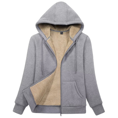 Sherpa-Lined Fleece Zip-Up Hoodie Jacket Women FitiqueFit