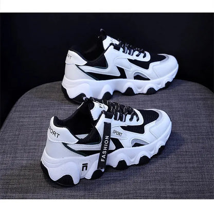 CINESSD 2023 Trendy Mesh Platform Sneakers Leather Shoes Breathable Casual Sports Shoes Women Flats NovaCart