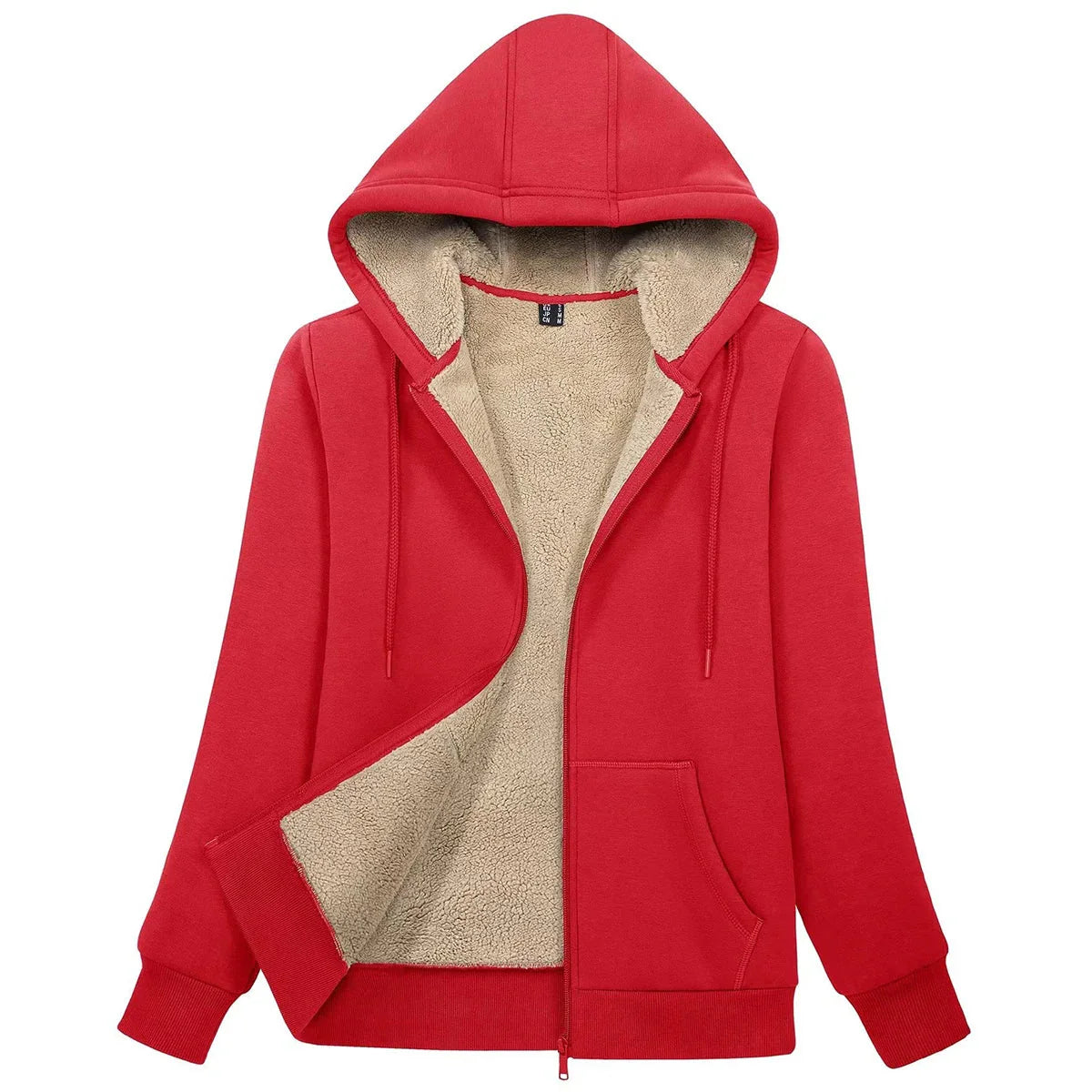 Sherpa-Lined Fleece Zip-Up Hoodie Jacket Women FitiqueFit