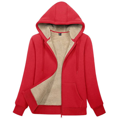 Sherpa-Lined Fleece Zip-Up Hoodie Jacket Women FitiqueFit