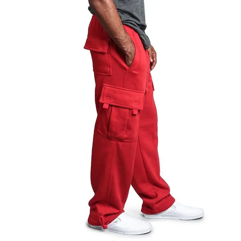 Mens Sweatpants Straight Fit Joggers for Sports and Streetwear Loose Oversized Drawstring Long Pants Men Multi-pocket Pants NovaCart