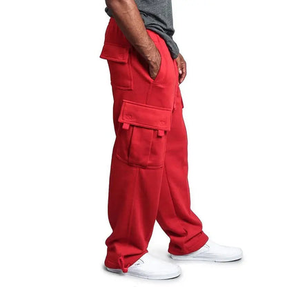 Mens Sweatpants Straight Fit Joggers for Sports and Streetwear Loose Oversized Drawstring Long Pants Men Multi-pocket Pants NovaCart