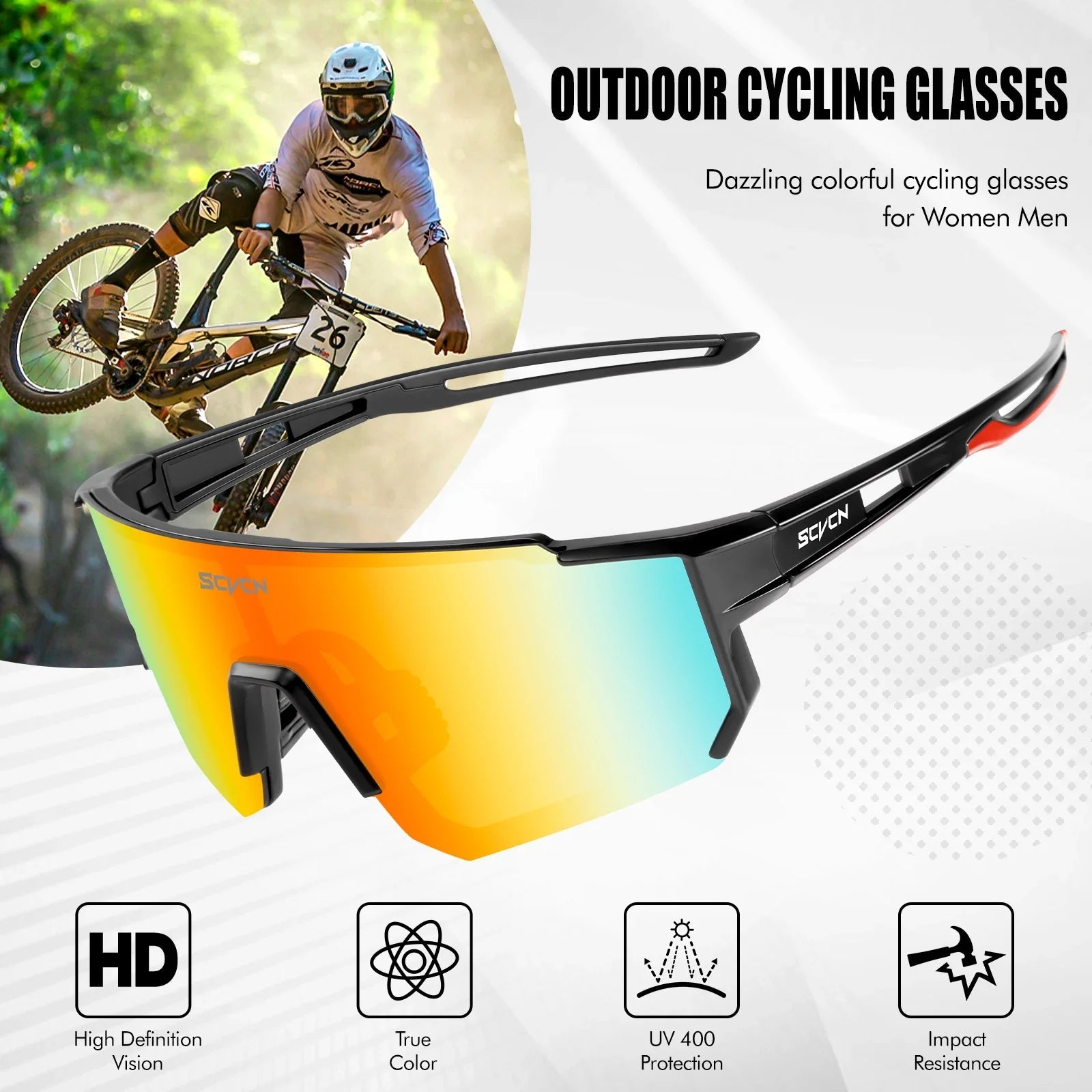 SCVCN New Outdoor Cycling Sunglasses Men Road Driving Bike Glasses  Sports Mountain Climbing Women Bicycle Cycling UV400 Goggles Pi-Mart