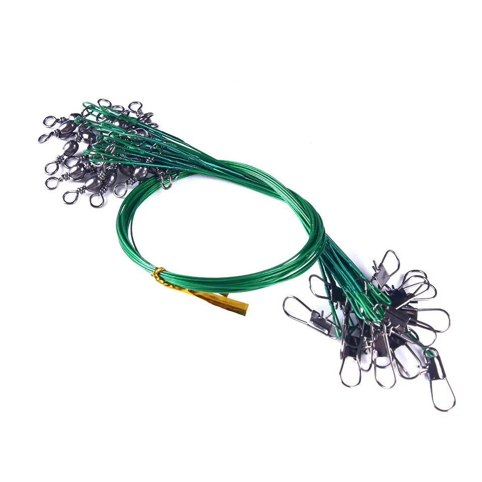 Anti Bite Steel Fishing Line Steel Wire Leader With Swivel Fishing Accessory Lead Core Leash Fishing Wire 15cm 20cm  30cm Pi-Mart