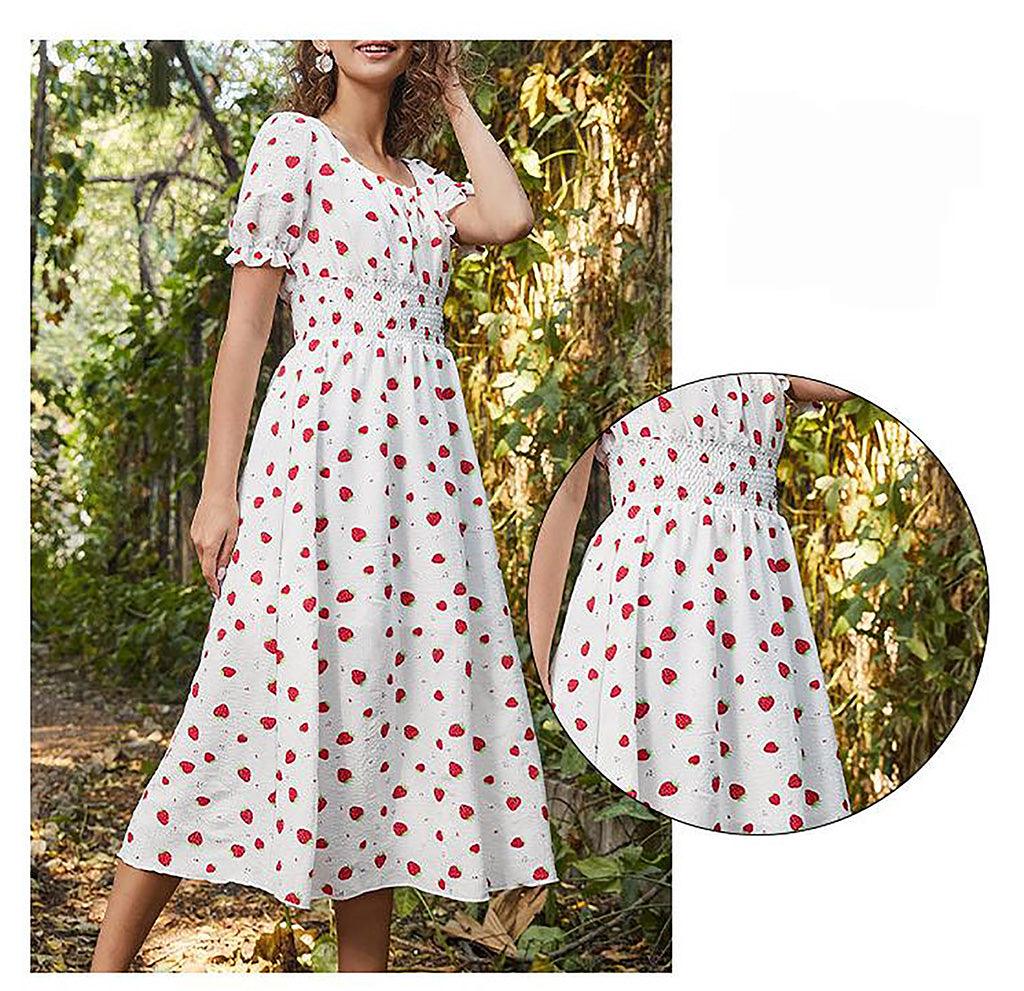 Strawberry Fields Summer Dress - Playful Floral Chiffon Dress for Women Country in My Heart