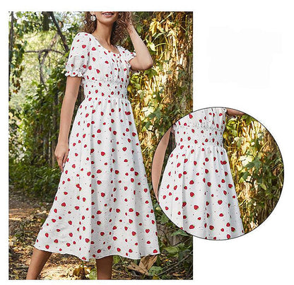 Strawberry Fields Summer Dress - Playful Floral Chiffon Dress for Women Country in My Heart