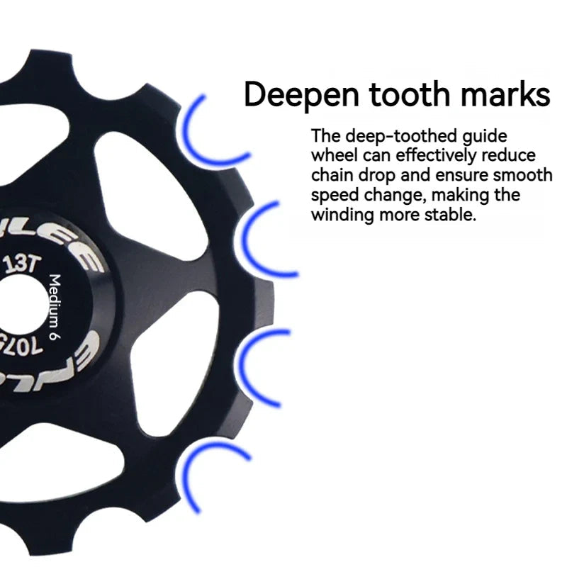 ENLEE Bike Aluminum Alloy Guide Wheel Pulley Rear Derailleur 11T 13T Guide MTB Ceramic Bearing Jockey Wheel For 4/5/6MM Pi-Mart