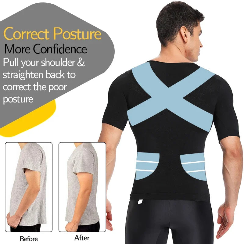 Men Weight Loss Shapewear T-Shirt Body Shaper Slimming Compression Shirts Gynecomastia Undershirt Waist Trainer Muscle Tank Tops NovaCart
