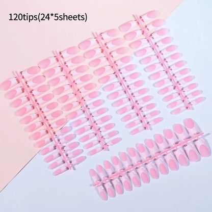 120Pcs Medium Long Square Acrylic French Fake Nails Full Cover Wearable French Press on Nails for Women Mixed Size False Nails NovaCart