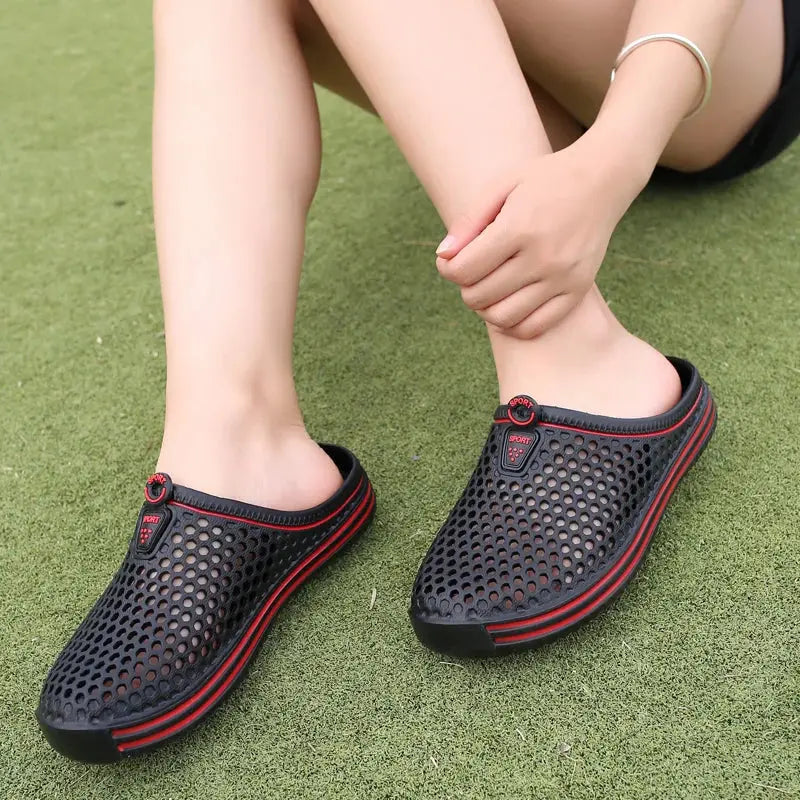 Summer Couple Breathable Half Slippers Men Outdoor Baotou Hole Sandals Beach Flip-flops Men's Casual Flip-flops Platform Sandals NovaCart