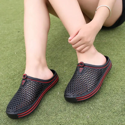 Summer Couple Breathable Half Slippers Men Outdoor Baotou Hole Sandals Beach Flip-flops Men's Casual Flip-flops Platform Sandals NovaCart