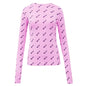 Woman Clothes Korean Moon Print Long Sleeve T-Shirt Fashion Casual Layered Sun Protection Top Ice Silk Basic Tee Spring Autumn NovaCart
