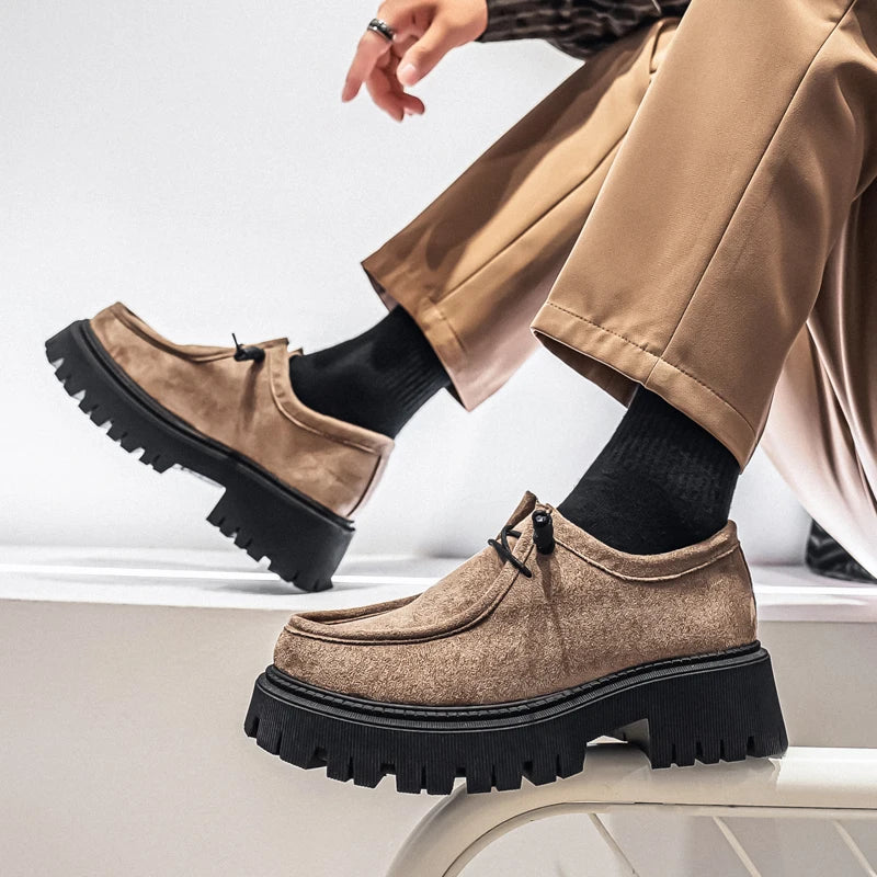 Men's Shoes 2025 Autumn New Style High-heel Thick-soled Loafers, Durable and Retro Casual Shoes, Everyday Street Trend Sneakers NovaCart