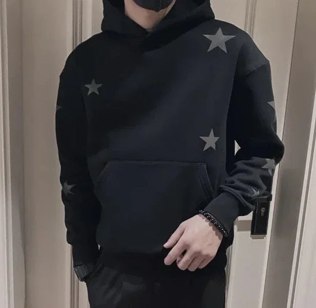 Hoodies Graphic Sweatshirt for Men Black Hip Hop Male Clothes Loose Luxury Aesthetic Emo 90s Vintage Simple Winter S Warm Hooded NovaCart