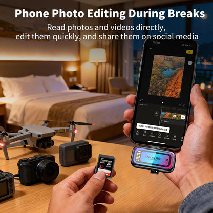 Unnlink SD & Micro SD 4.0 Card Reader UHS-II, USB-C to SD TF Memory Card Adapter for Mac iPhone 16/17 to Drone Action Camera Pi-Mart