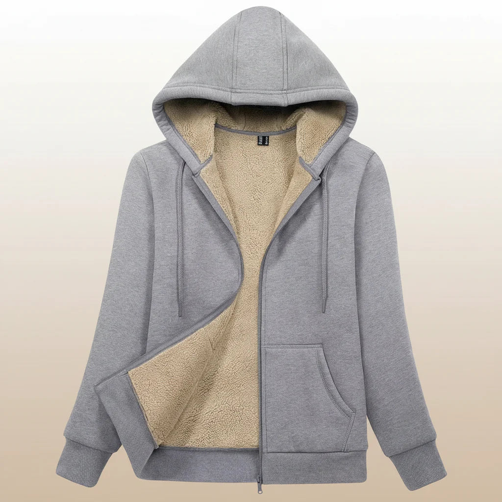 Sherpa-Lined Fleece Zip-Up Hoodie Jacket Women FitiqueFit