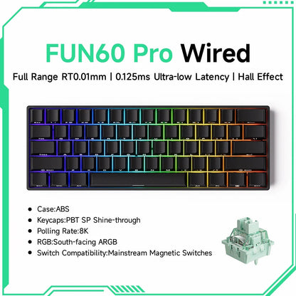 Akko MonsGeek FUN60 Mechanical Keyboard Magnetic Switch 60% Gaming Keyboards Rapid Trigger 0.01mm 8K ARGB HE/TMR Custom Keyboard Pi-Mart