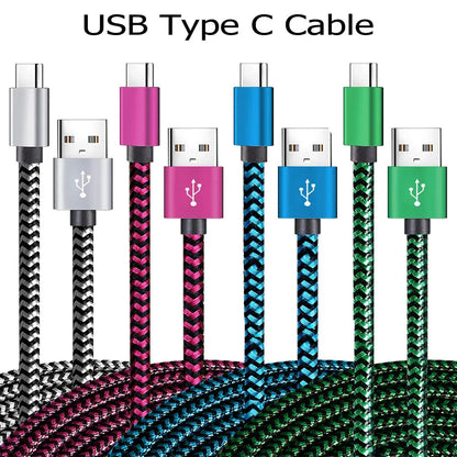 USB Type C Cable Date Sync 2.4A Fast 1M 2M 3M Charging Nylon Braided Wire Charger Cable For Samsung Huawei Android Mobile Phone Pi-Mart